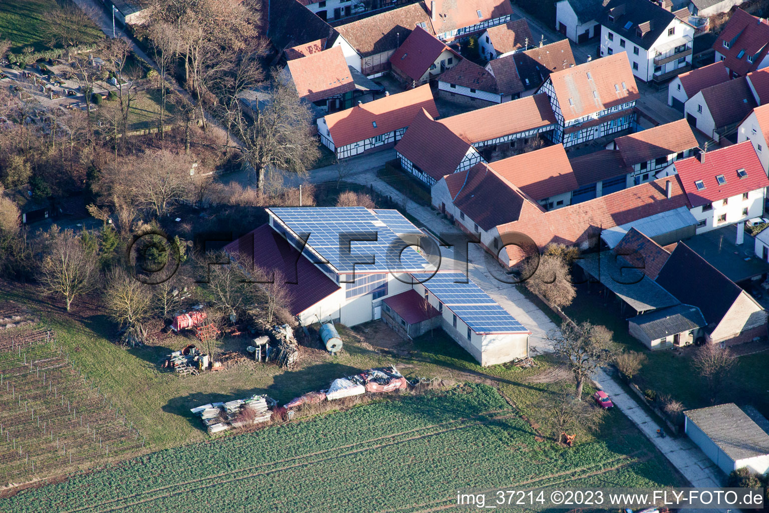 Bird's eye view of Vollmersweiler in the state Rhineland-Palatinate, Germany