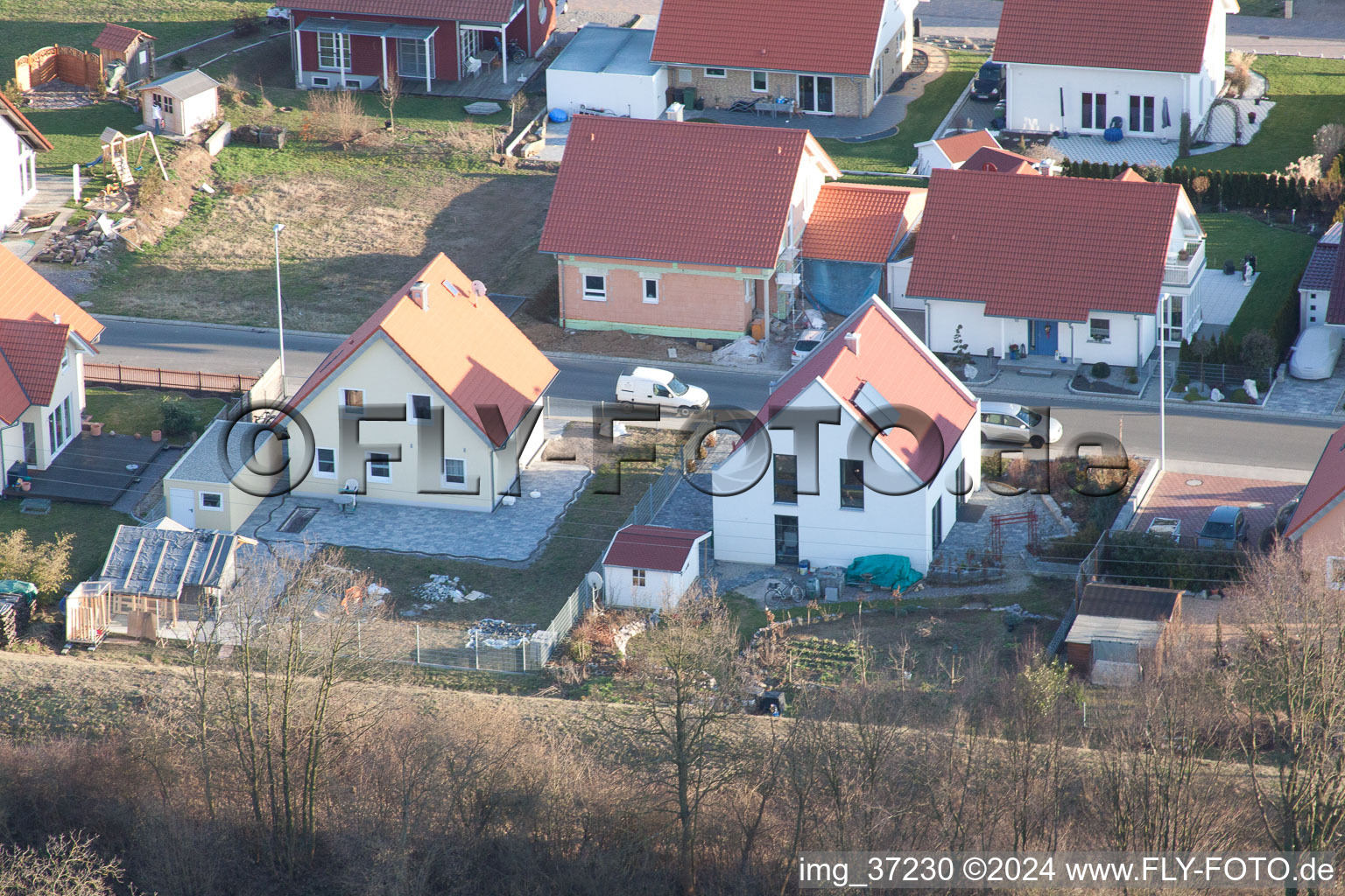 New development area NO in the district Schaidt in Wörth am Rhein in the state Rhineland-Palatinate, Germany seen from above