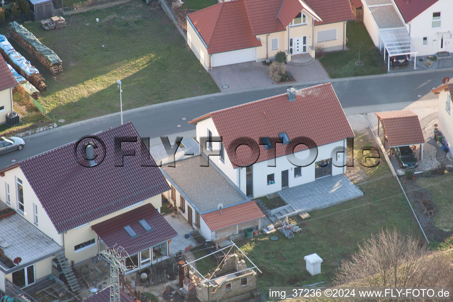 Drone image of New development area NE in the district Schaidt in Wörth am Rhein in the state Rhineland-Palatinate, Germany