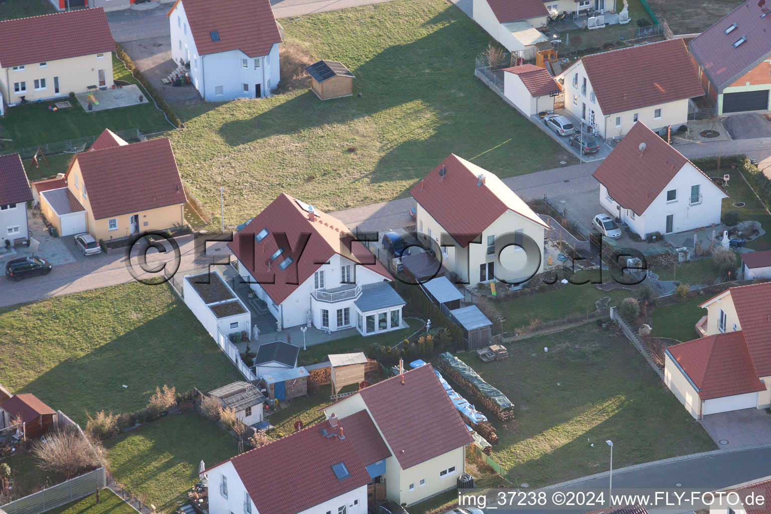 New development area NO in the district Schaidt in Wörth am Rhein in the state Rhineland-Palatinate, Germany from a drone