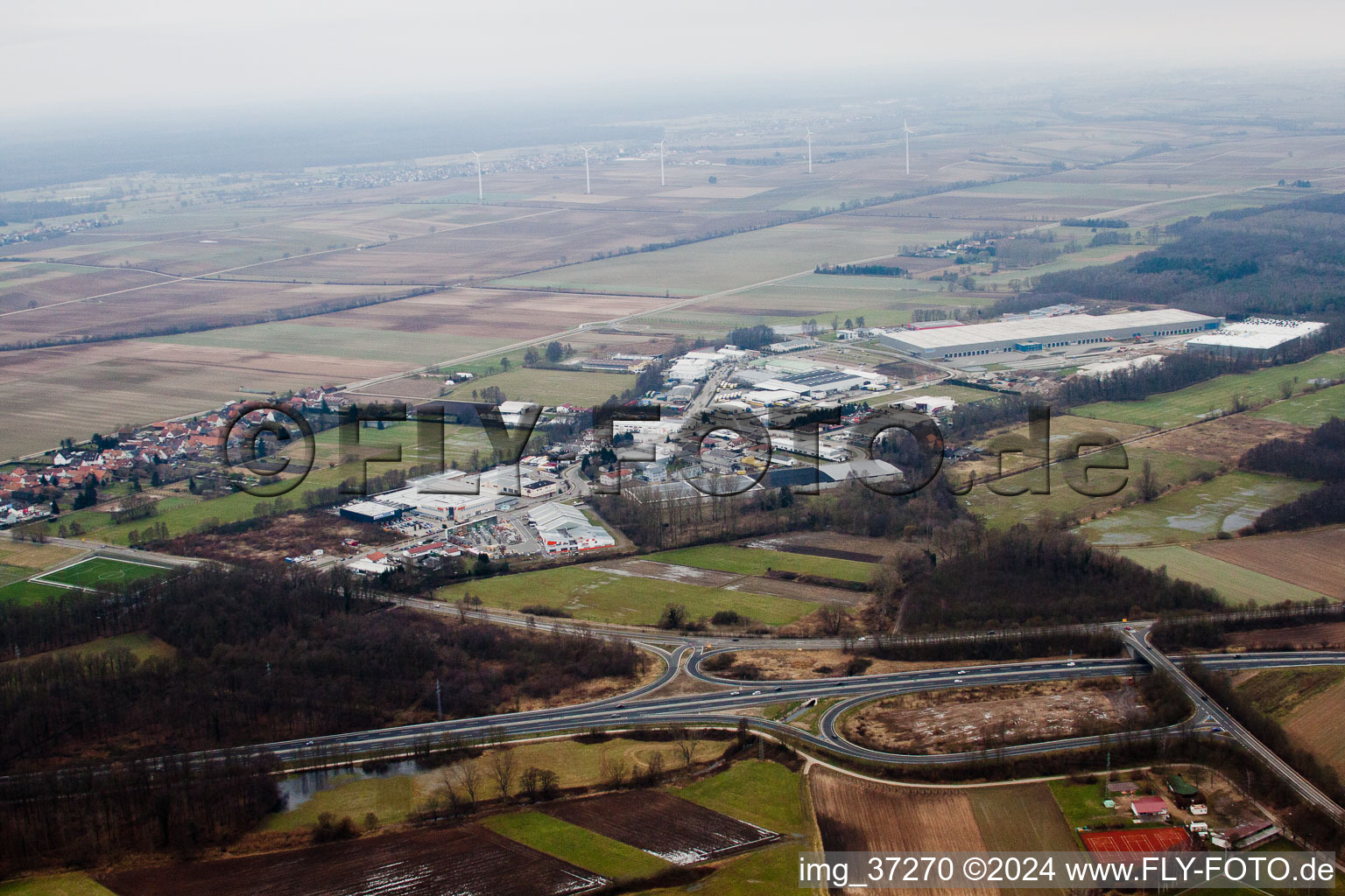 Horst Industrial Estate in the district Minderslachen in Kandel in the state Rhineland-Palatinate, Germany out of the air