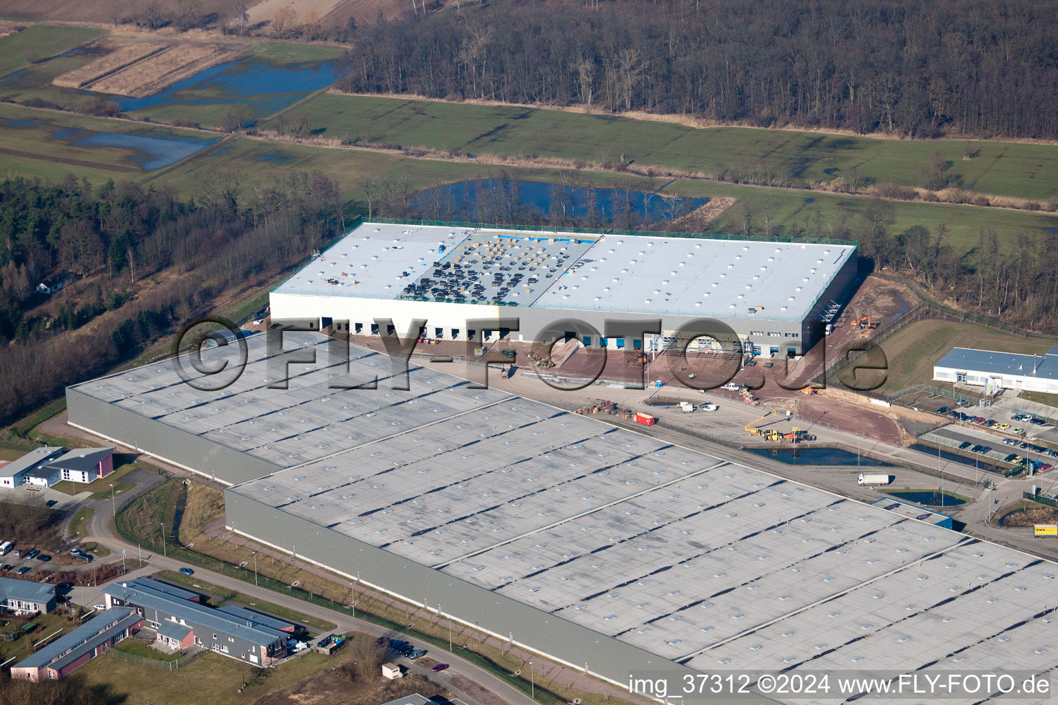 Aerial view of Horst industrial estate, 3rd construction phase Gazely in the district Minderslachen in Kandel in the state Rhineland-Palatinate, Germany