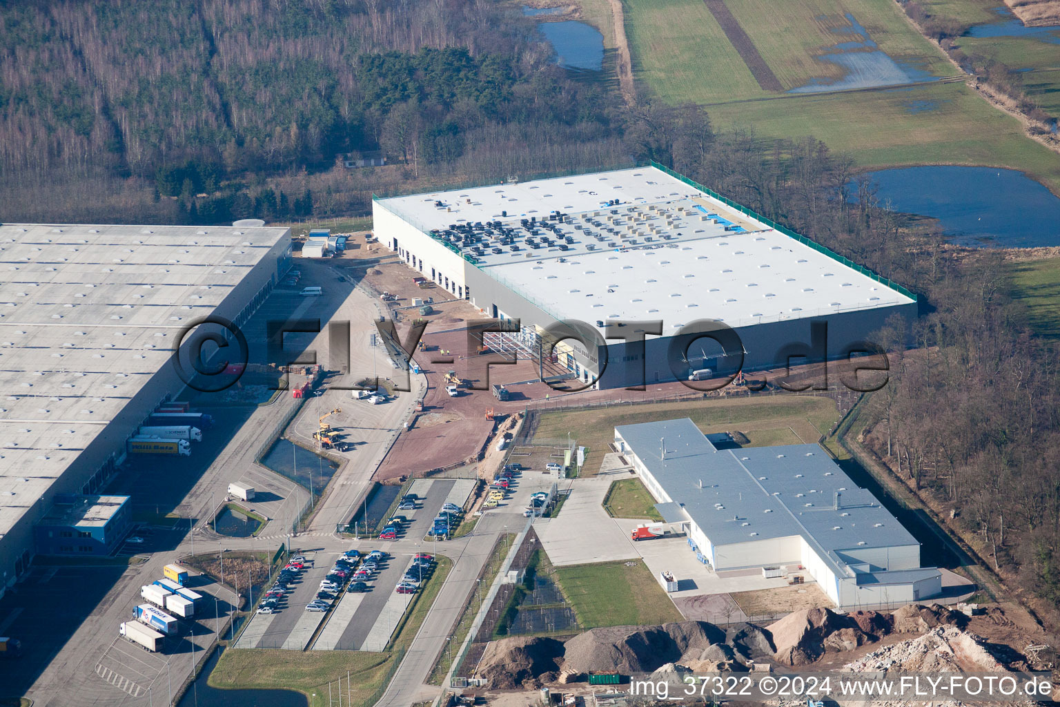 Aerial photograpy of Horst industrial estate, 3rd construction phase Gazely in the district Minderslachen in Kandel in the state Rhineland-Palatinate, Germany