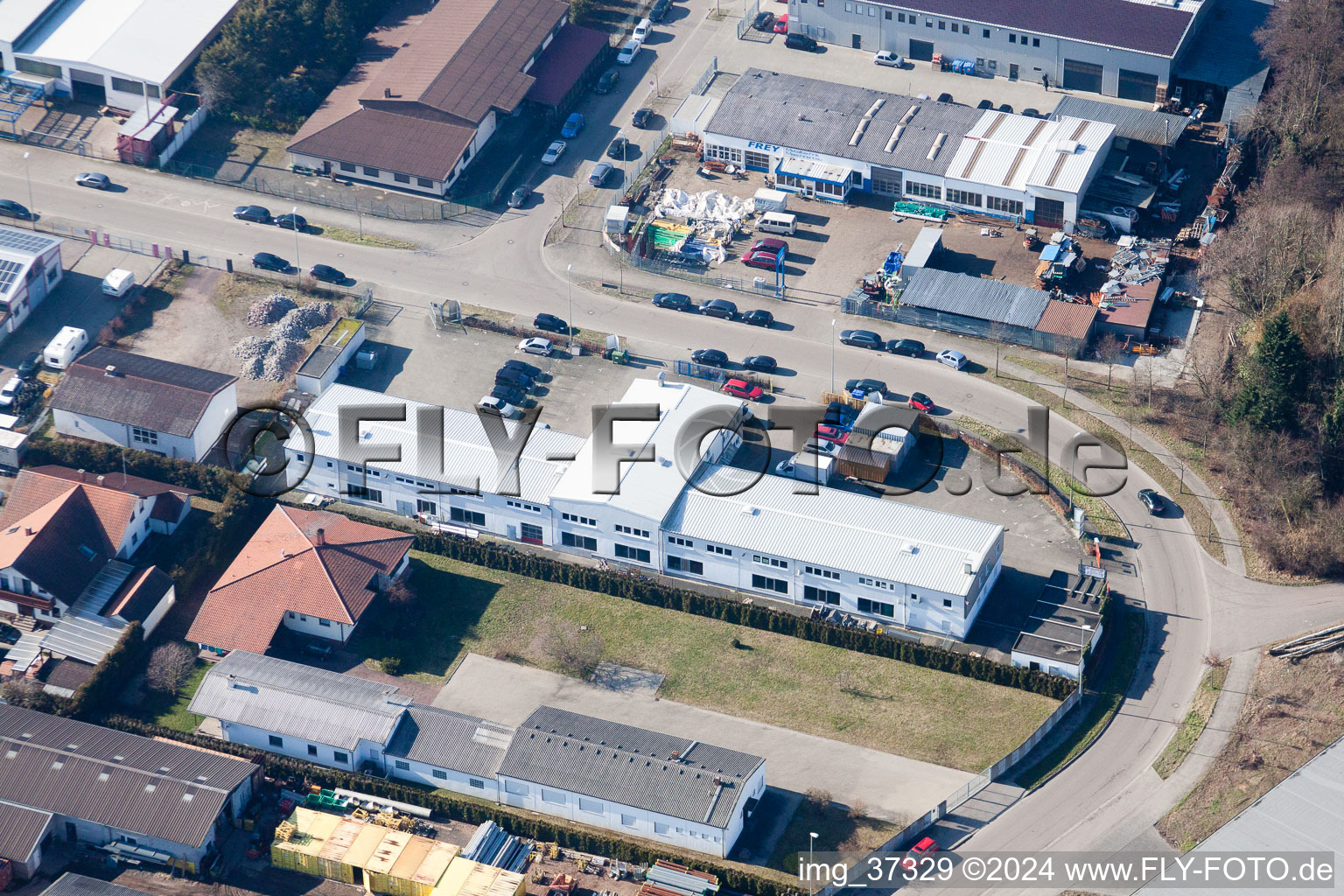 Horst Industrial Estate in the district Minderslachen in Kandel in the state Rhineland-Palatinate, Germany from a drone