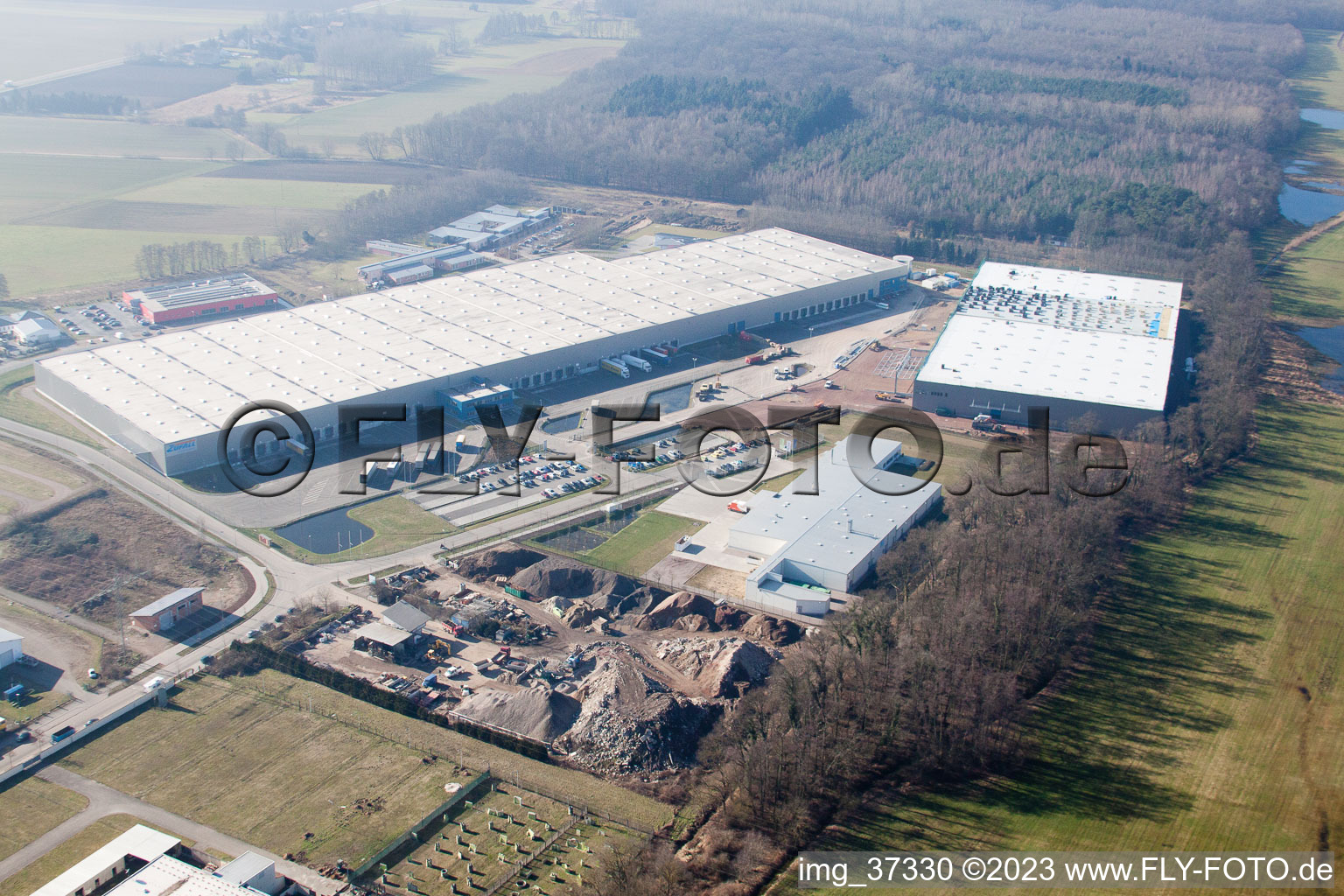 Horst commercial area, 3rd construction phase Gazely in the district Minderslachen in Kandel in the state Rhineland-Palatinate, Germany from above
