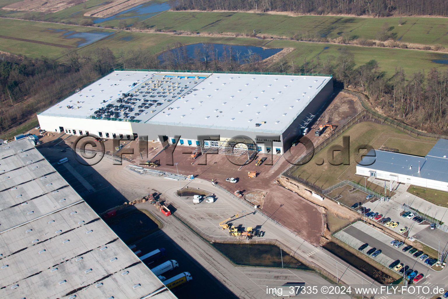 Horst industrial estate, 3rd construction phase Gazely in the district Minderslachen in Kandel in the state Rhineland-Palatinate, Germany seen from above