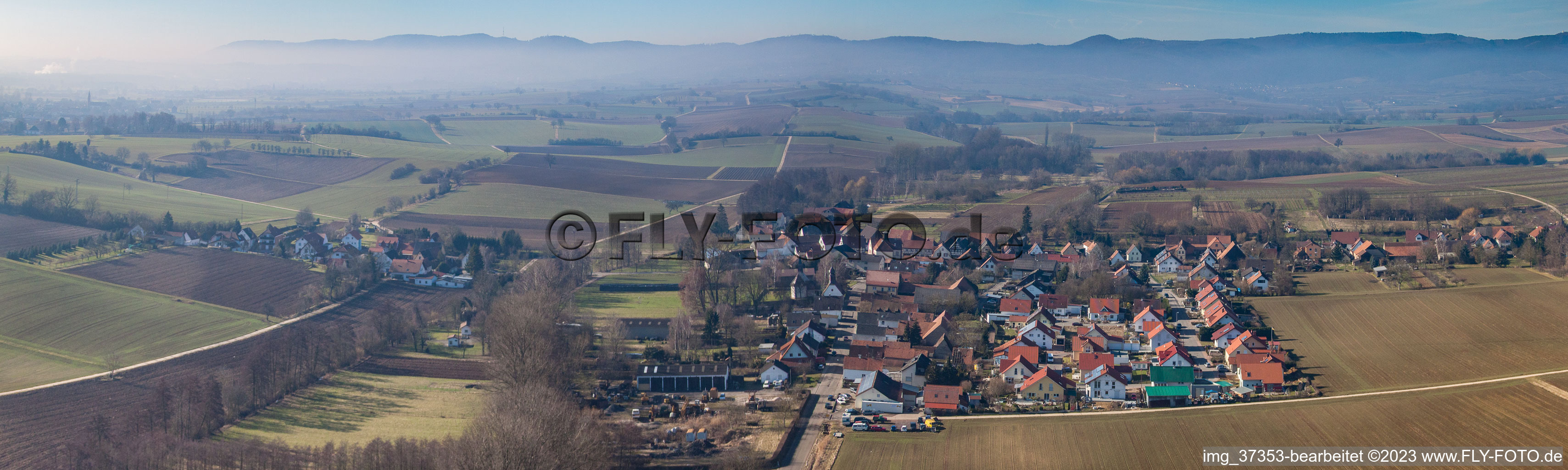 Panorama in the district Kleinsteinfeld in Niederotterbach in the state Rhineland-Palatinate, Germany