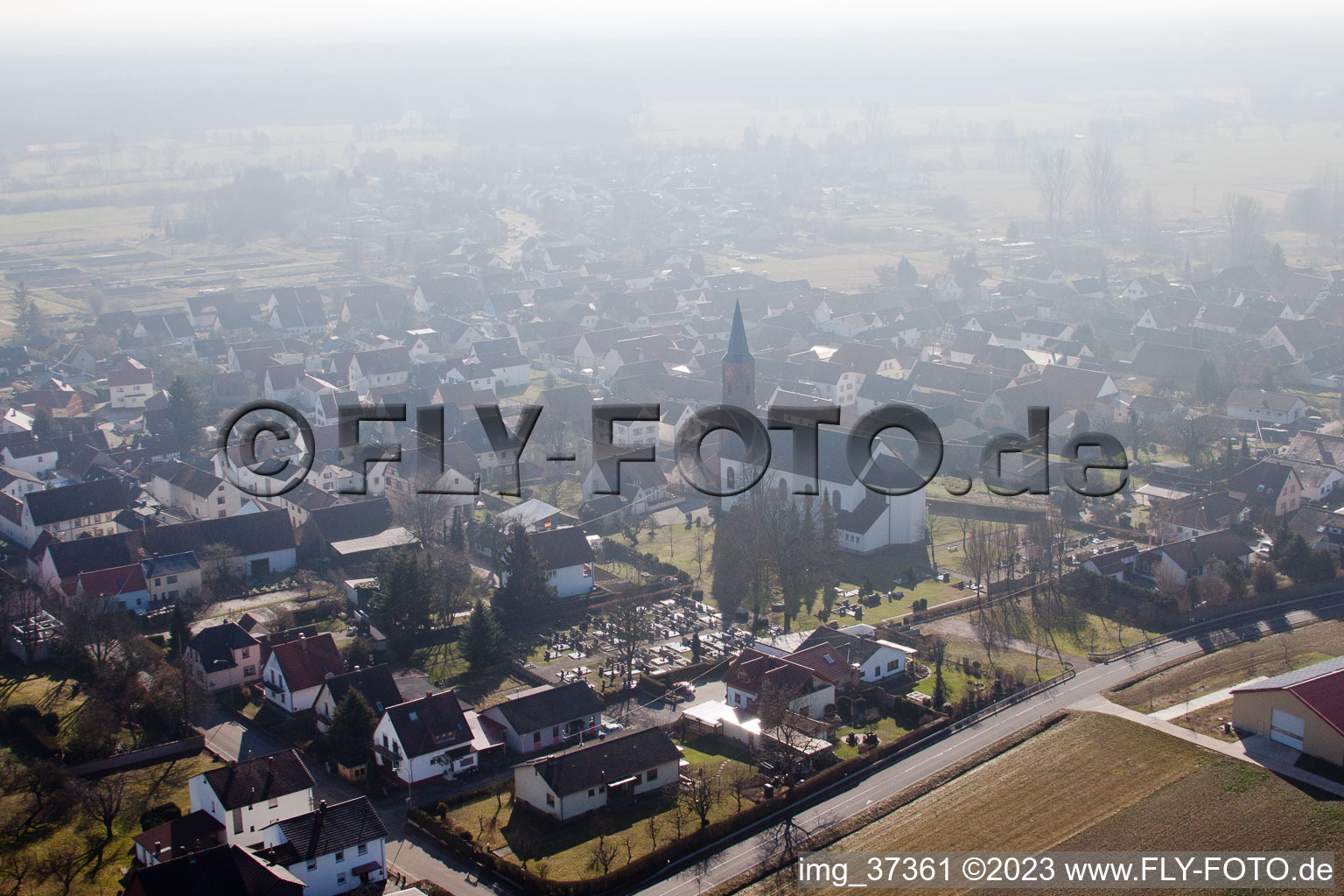 Kapsweyer in the state Rhineland-Palatinate, Germany from the plane