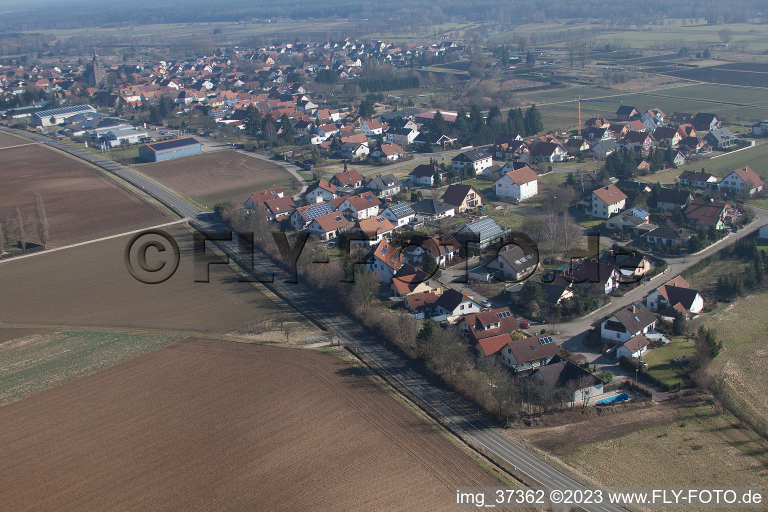 Bird's eye view of Kapsweyer in the state Rhineland-Palatinate, Germany