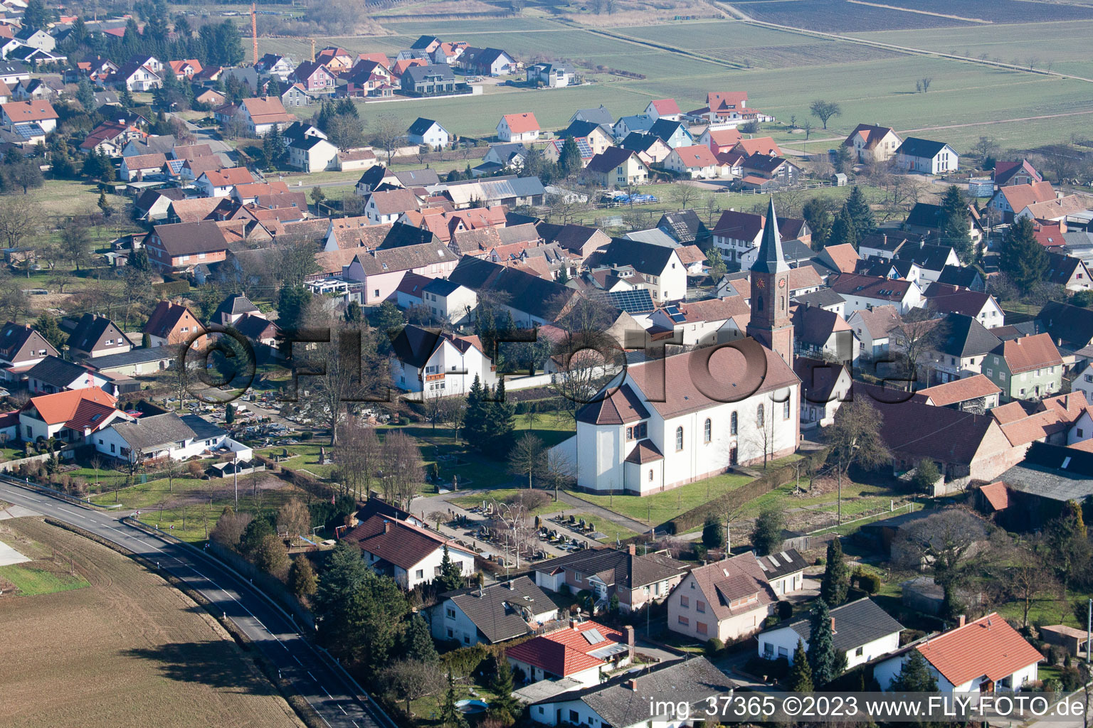 Drone image of Kapsweyer in the state Rhineland-Palatinate, Germany