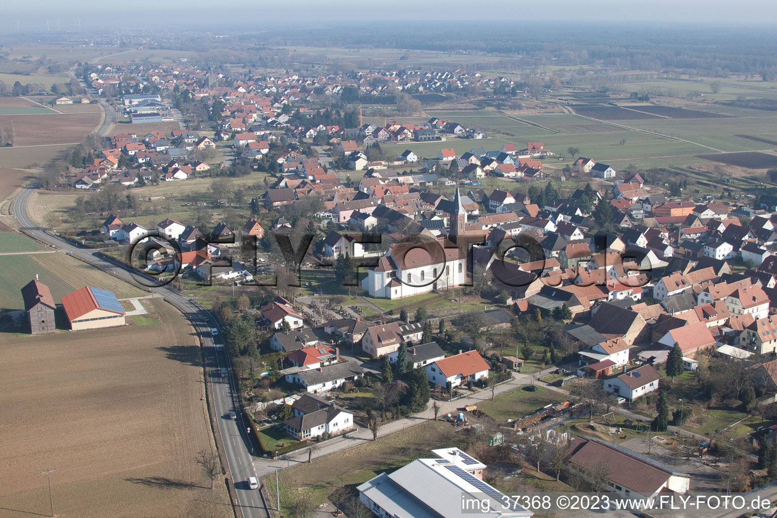 Kapsweyer in the state Rhineland-Palatinate, Germany from the drone perspective