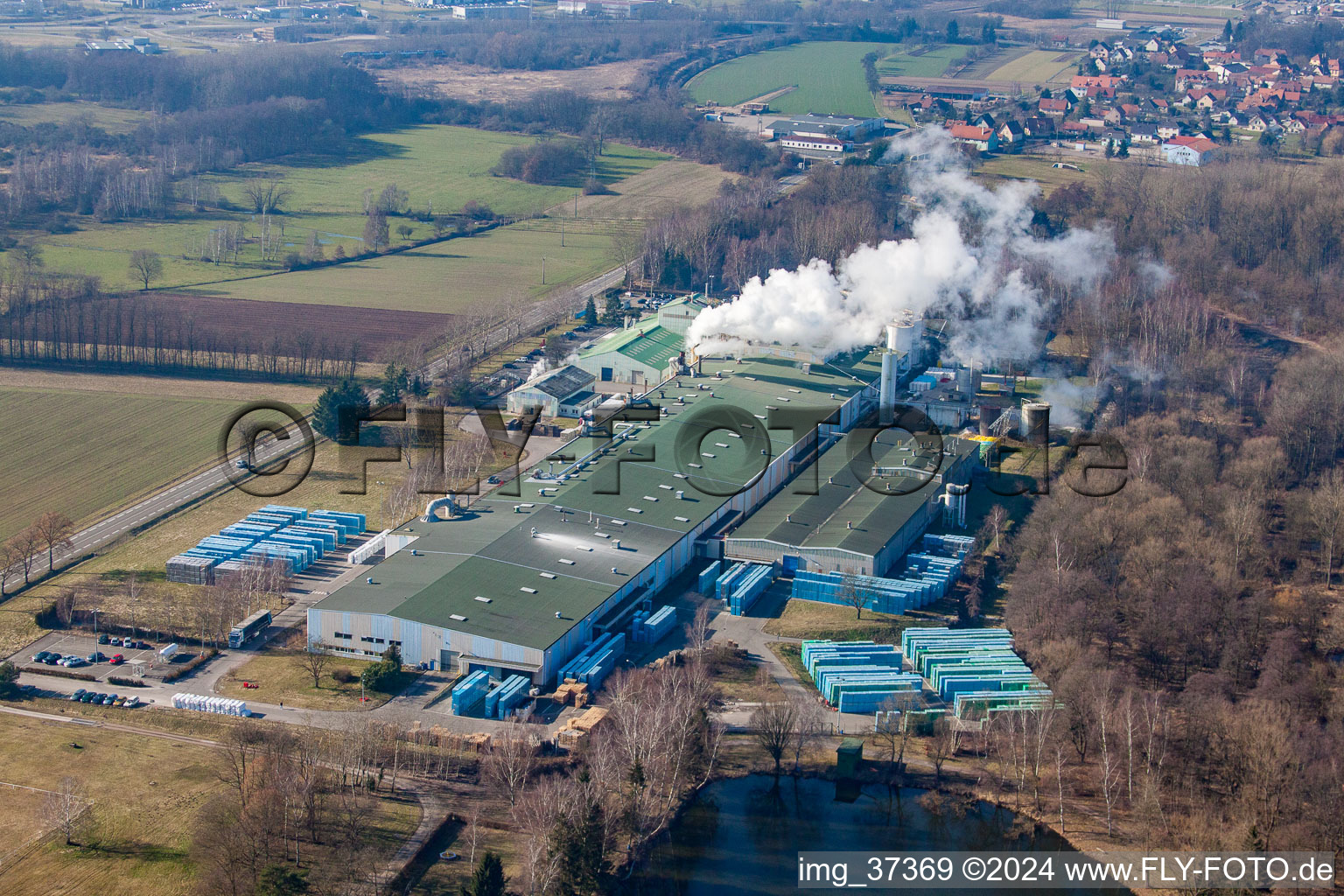 Bird's eye view of Sitek Insulation in the district Altenstadt in Wissembourg in the state Bas-Rhin, France