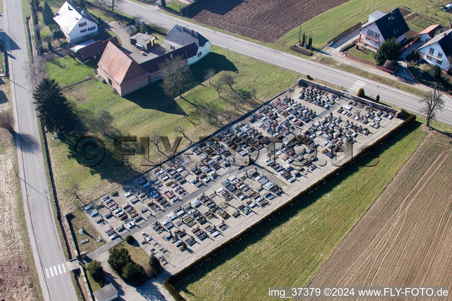 Oblique view of Riedseltz in the state Bas-Rhin, France