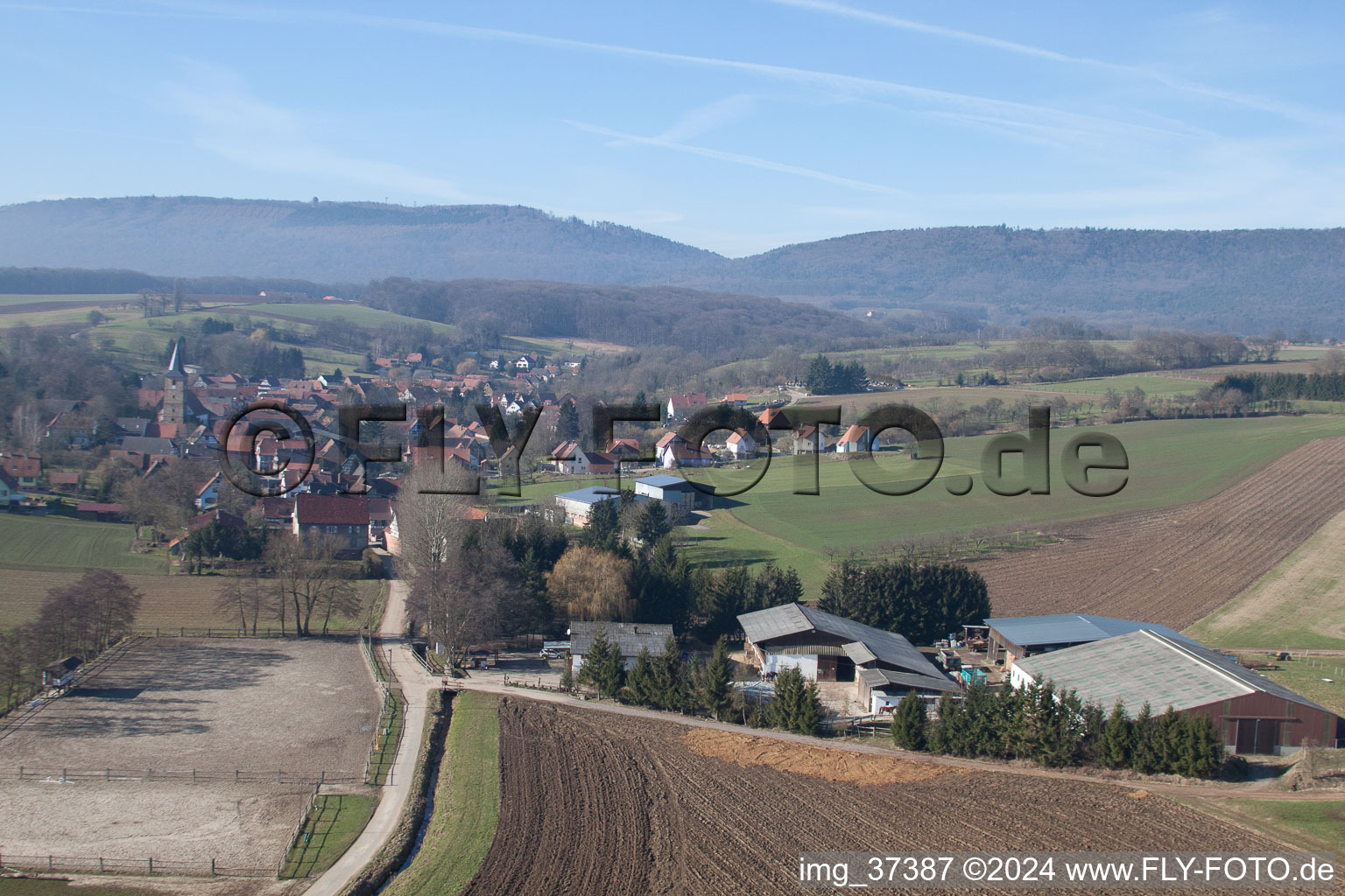 Bremmelbach in the state Bas-Rhin, France from above