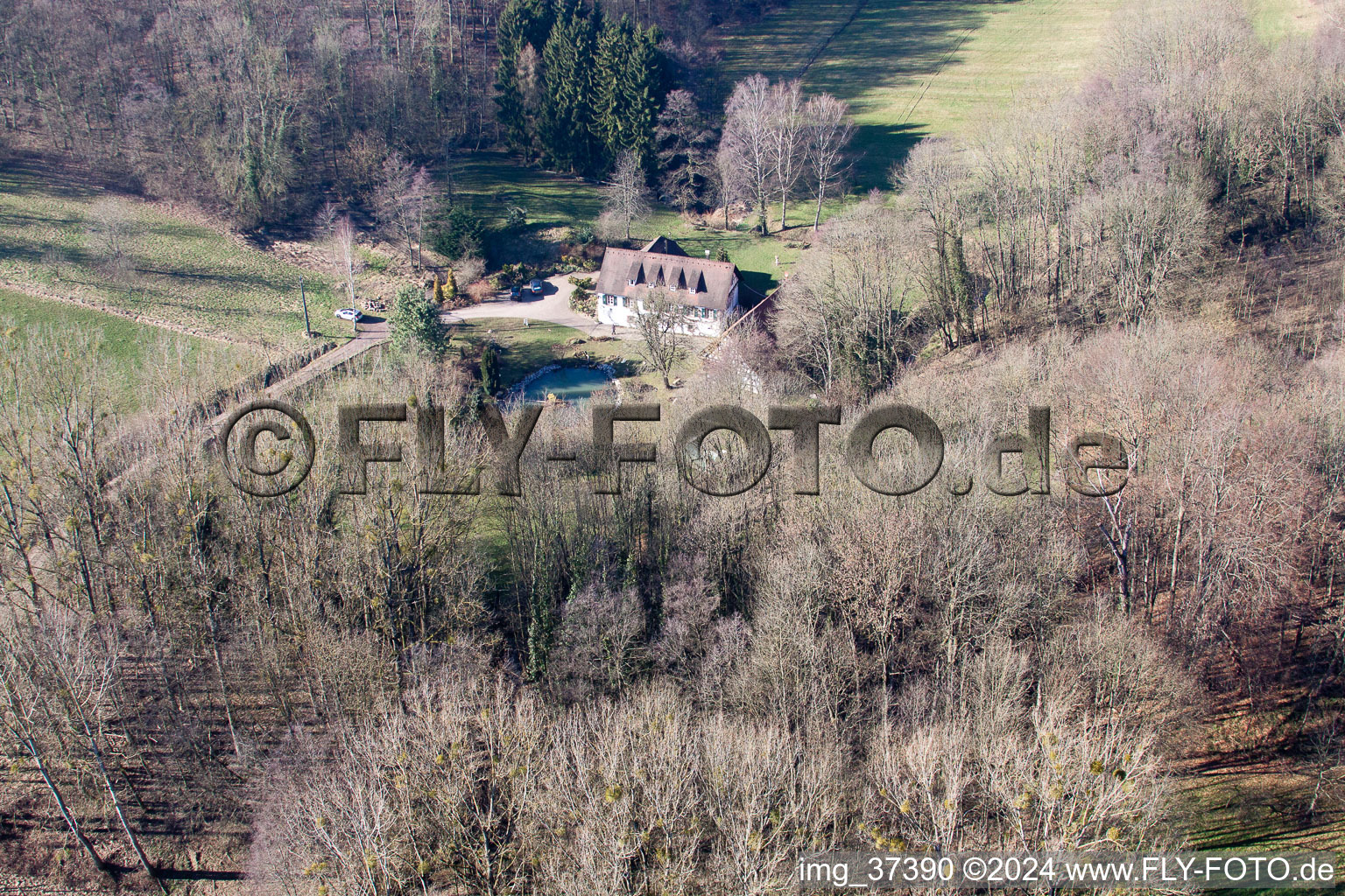 Drachenbronn-Birlenbach in the state Bas-Rhin, France from the drone perspective