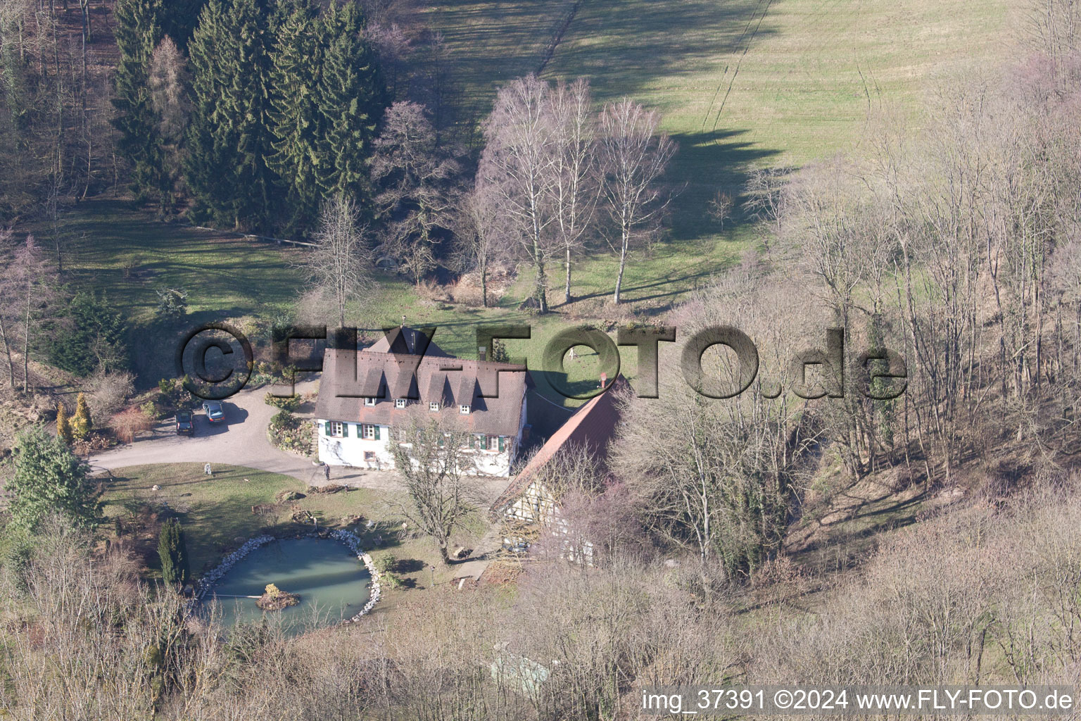 Bird's eye view of Memmelshoffen in the state Bas-Rhin, France