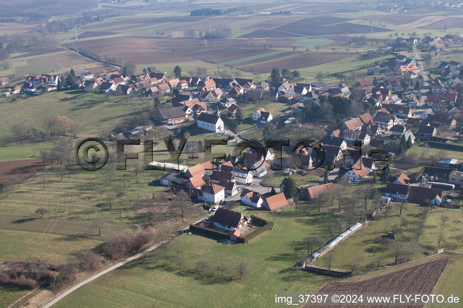 Drone image of Memmelshoffen in the state Bas-Rhin, France