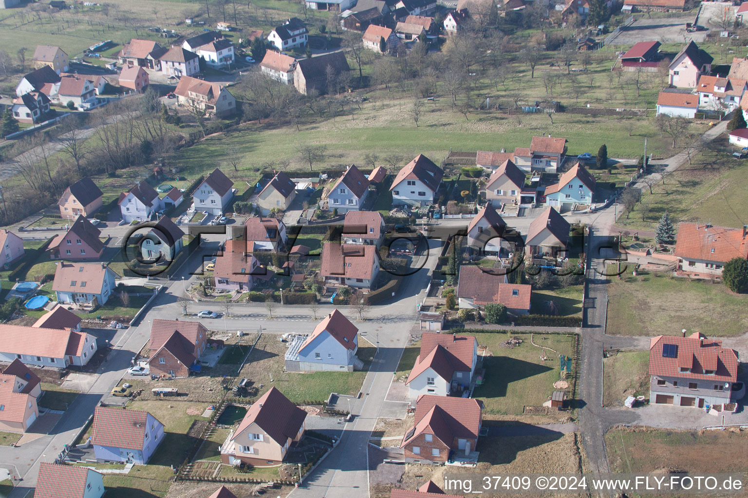 Oblique view of Lampertsloch in the state Bas-Rhin, France