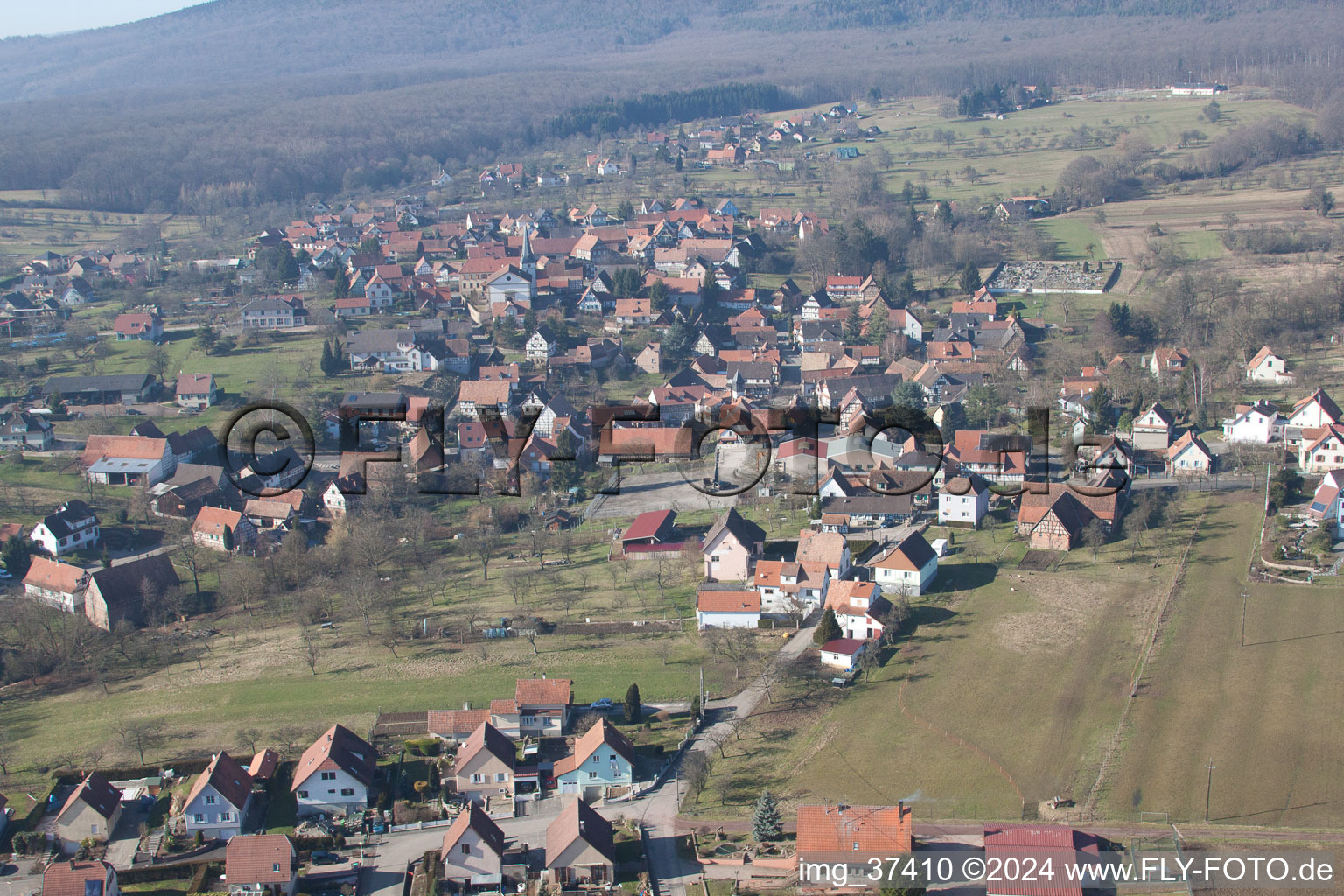 Lampertsloch in the state Bas-Rhin, France from above