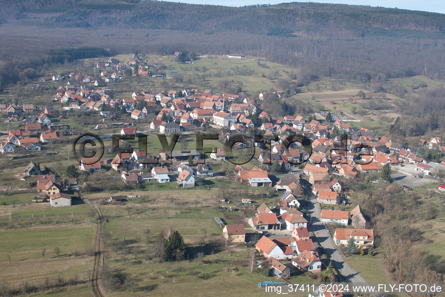 Lampertsloch in the state Bas-Rhin, France out of the air