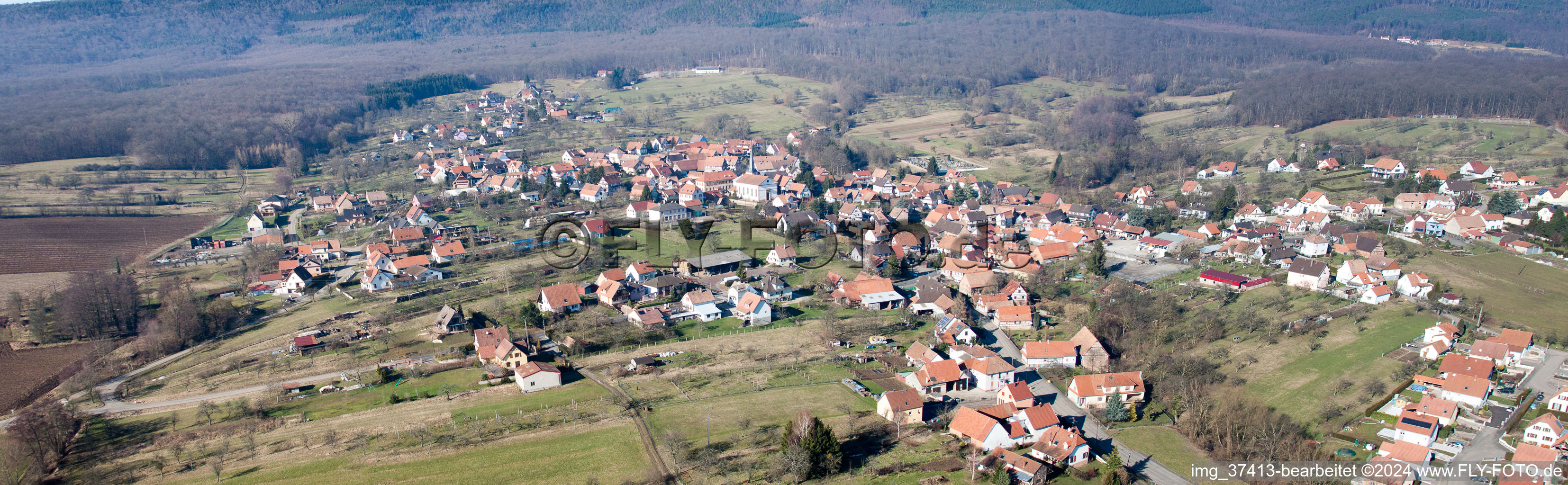 Panorama in Lampertsloch in the state Bas-Rhin, France