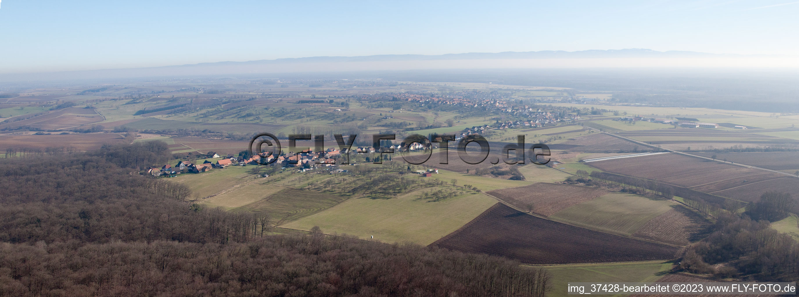 Drone recording of Merkwiller-Pechelbronn in the state Bas-Rhin, France