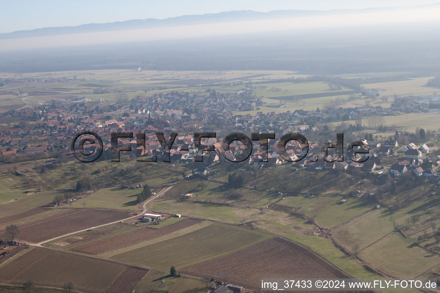 Aerial view of Surbourg in the state Bas-Rhin, France