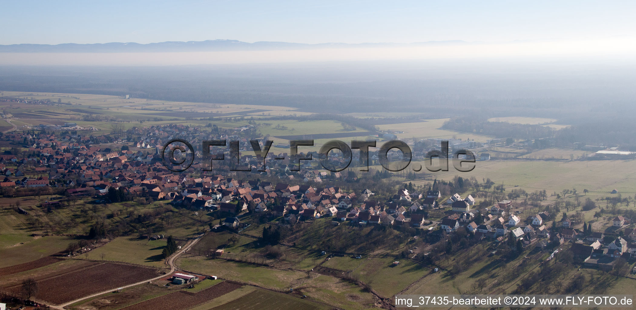 Surbourg in the state Bas-Rhin, France from the plane