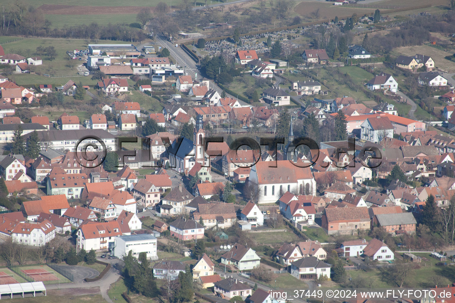 Soultz-sous-Forêts in the state Bas-Rhin, France out of the air