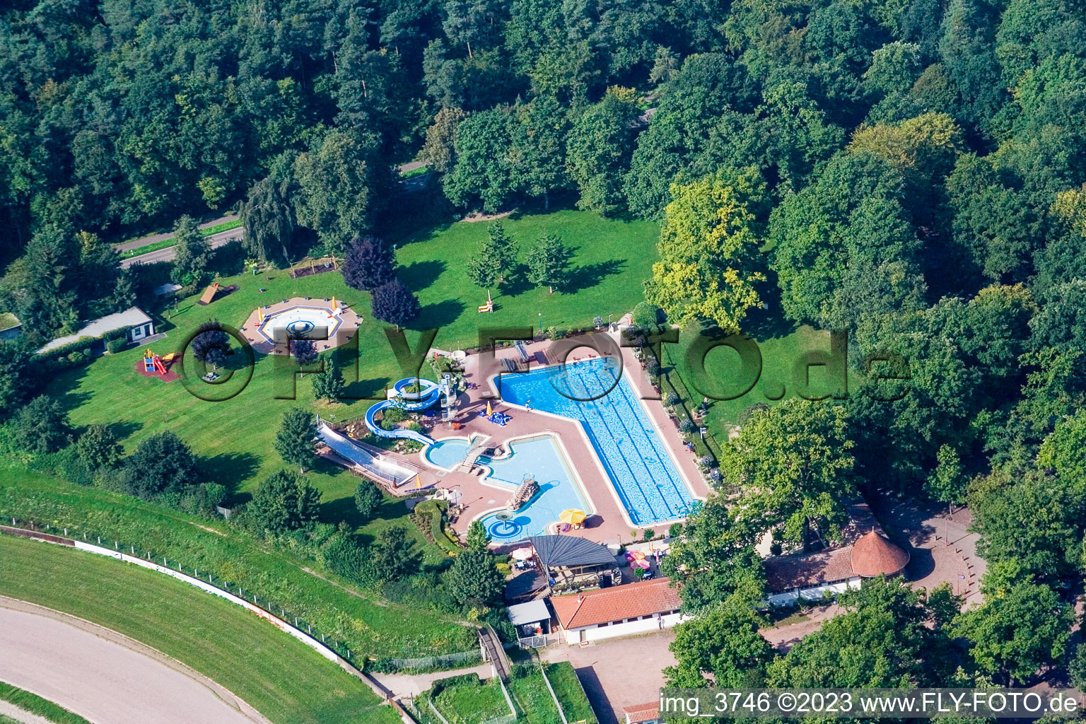 Swimming pool in the district Herxheim in Herxheim bei Landau in the state Rhineland-Palatinate, Germany