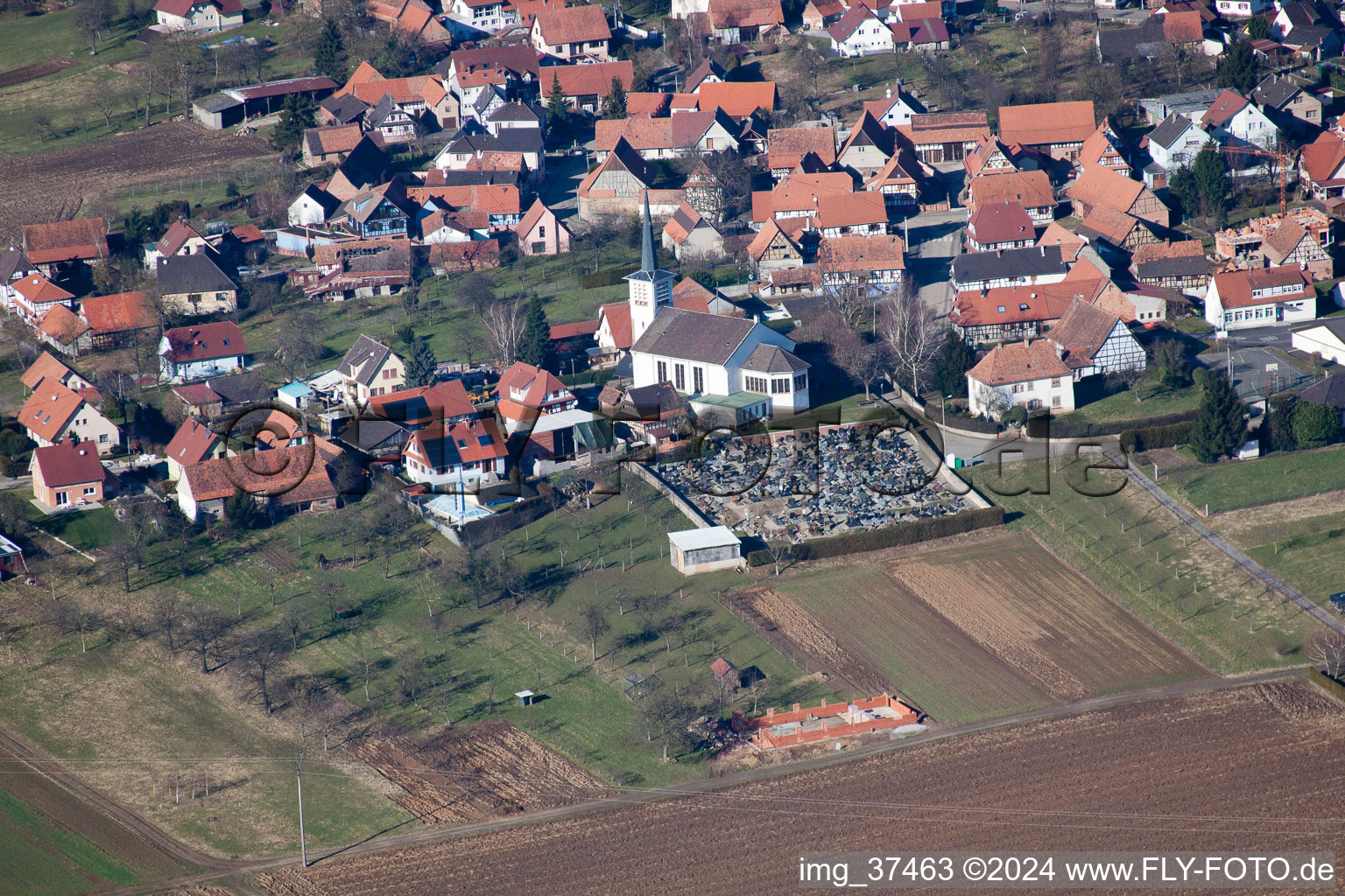 Aerial photograpy of Hermerswiller in the state Bas-Rhin, France