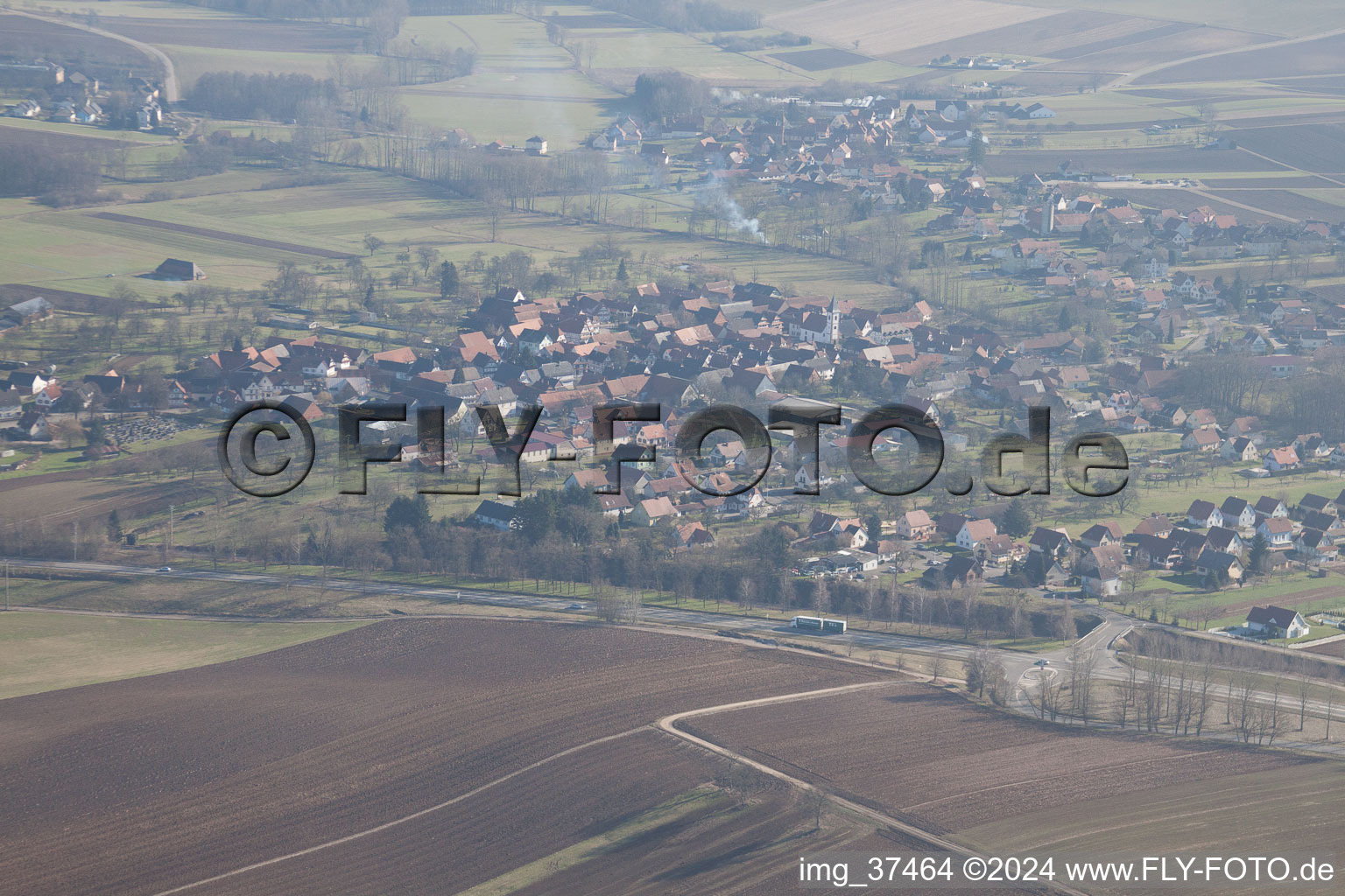 Drone image of Schœnenbourg in the state Bas-Rhin, France