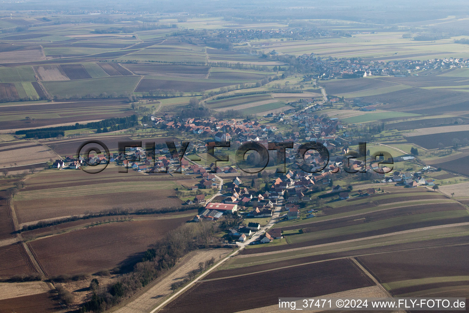 Schœnenbourg in the state Bas-Rhin, France from a drone