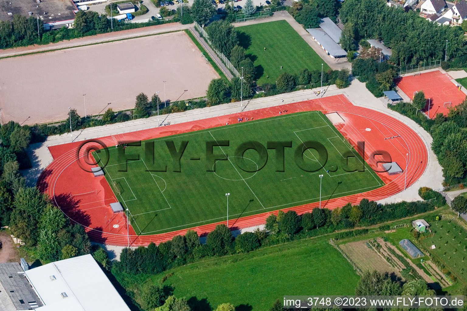 Aerial view of District Herxheim in Herxheim bei Landau in the state Rhineland-Palatinate, Germany