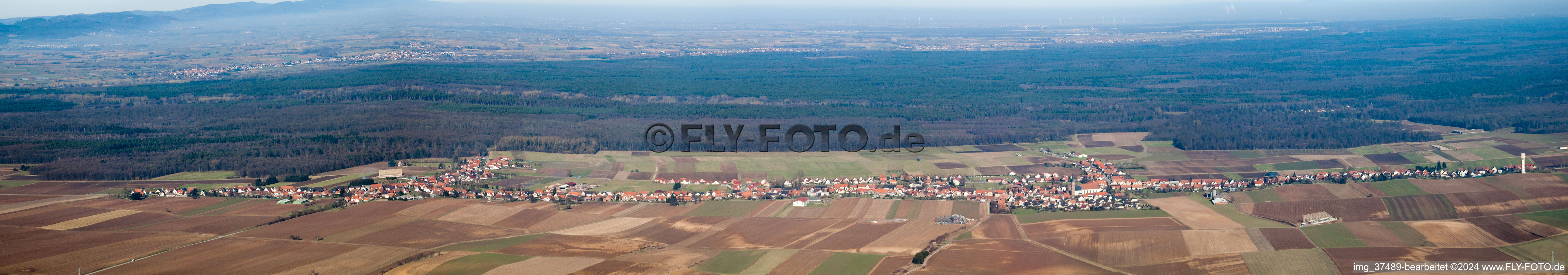 Panorama of Schleithal, Longest village in Alsace in Schleithal in the state Bas-Rhin, France