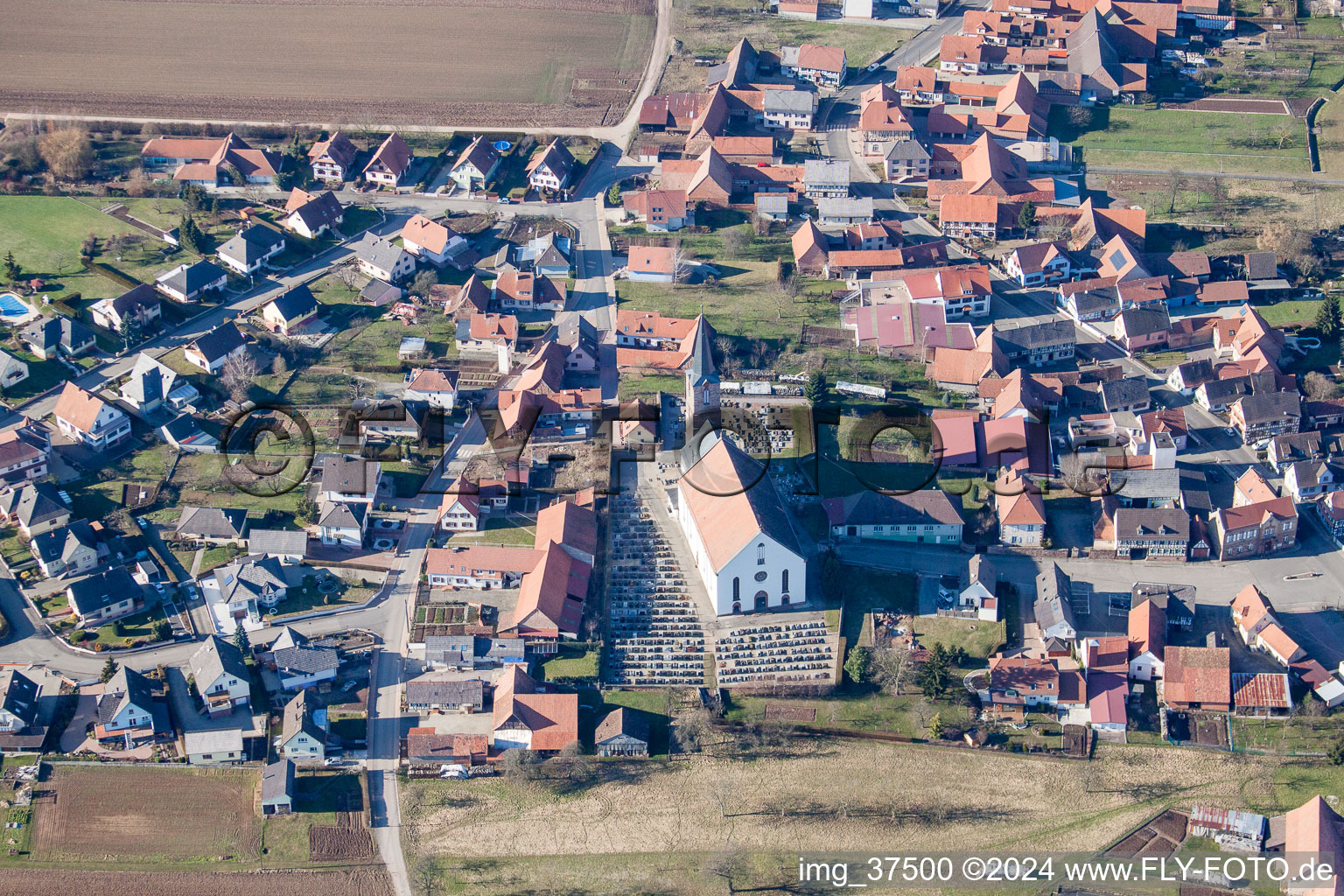 Village view in Schleithal in Grand Est, France