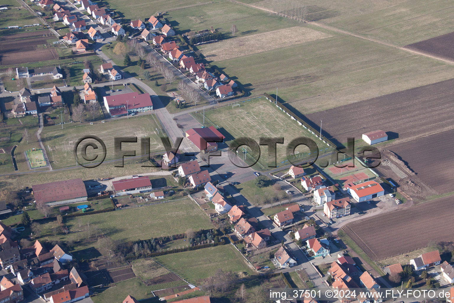 Aerial photograpy of Schleithal in the state Bas-Rhin, France