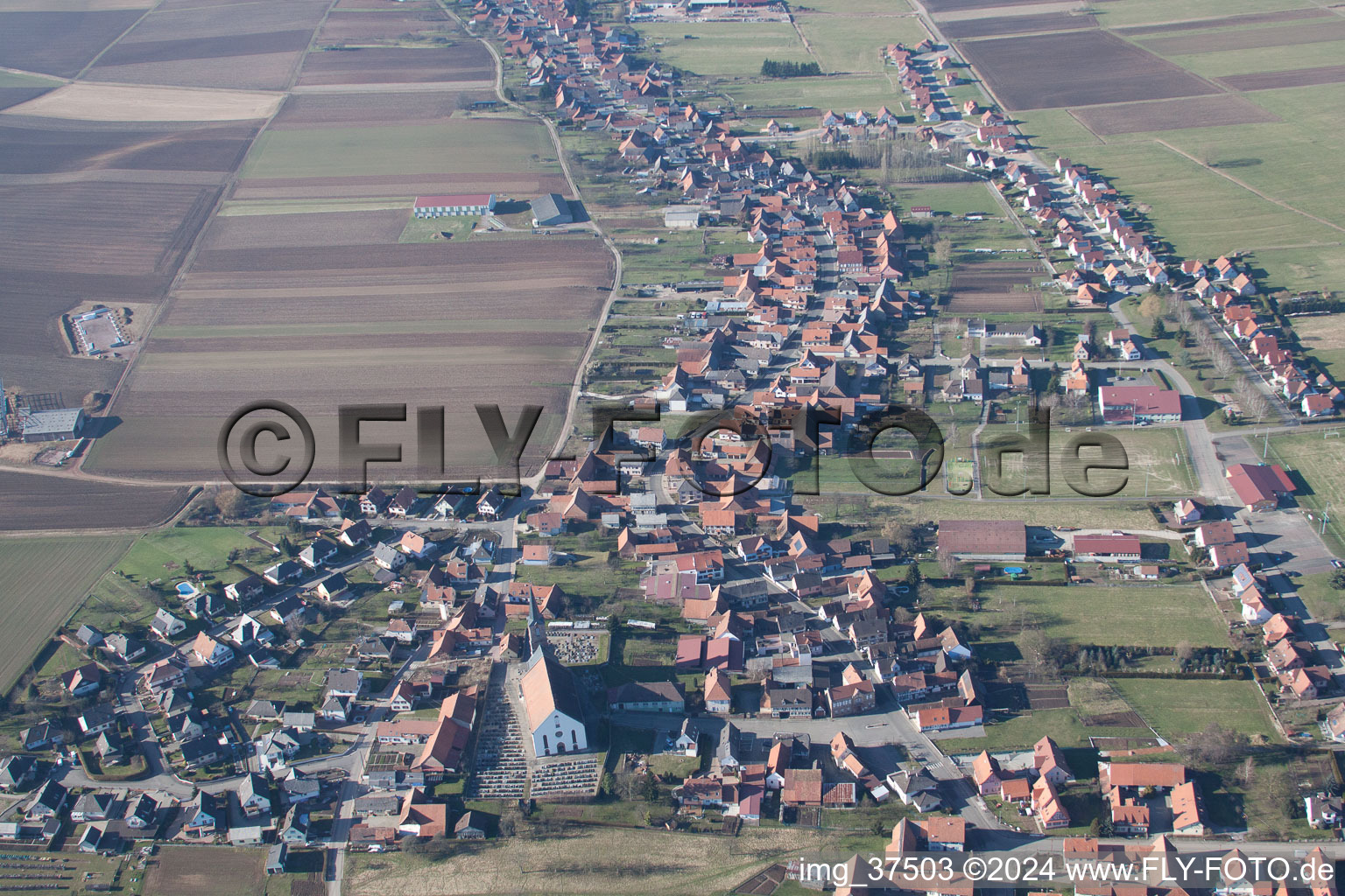 Oblique view of Schleithal in the state Bas-Rhin, France