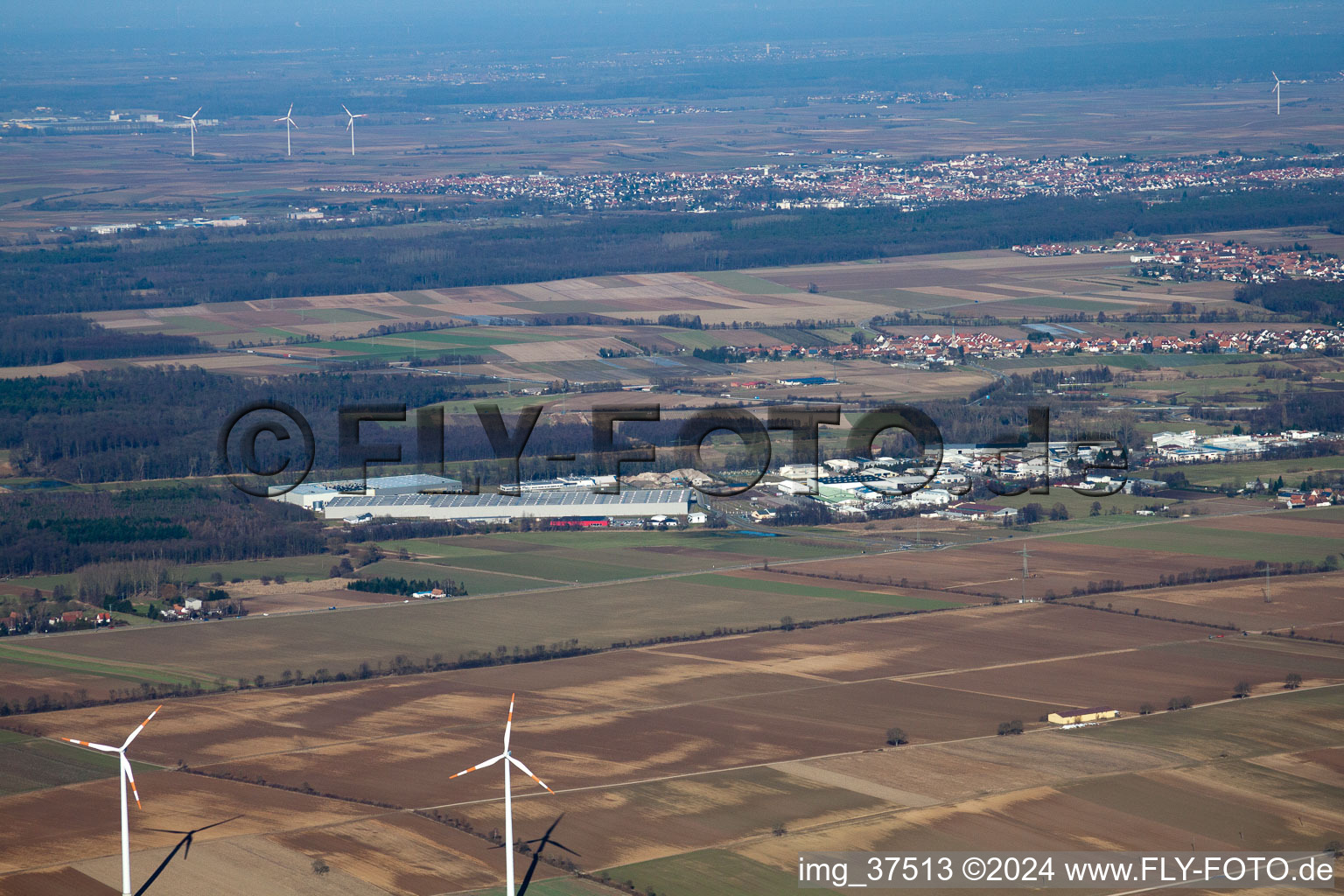 Bird's eye view of Horst industrial estate, 3rd construction phase Gazely in the district Minderslachen in Kandel in the state Rhineland-Palatinate, Germany