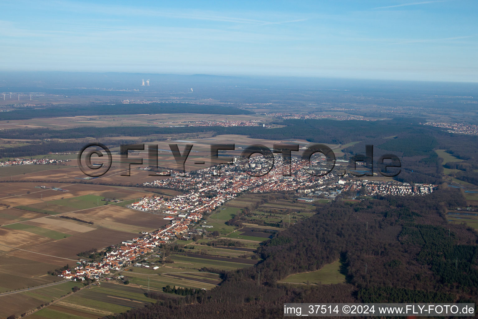 Drone recording of Kandel in the state Rhineland-Palatinate, Germany