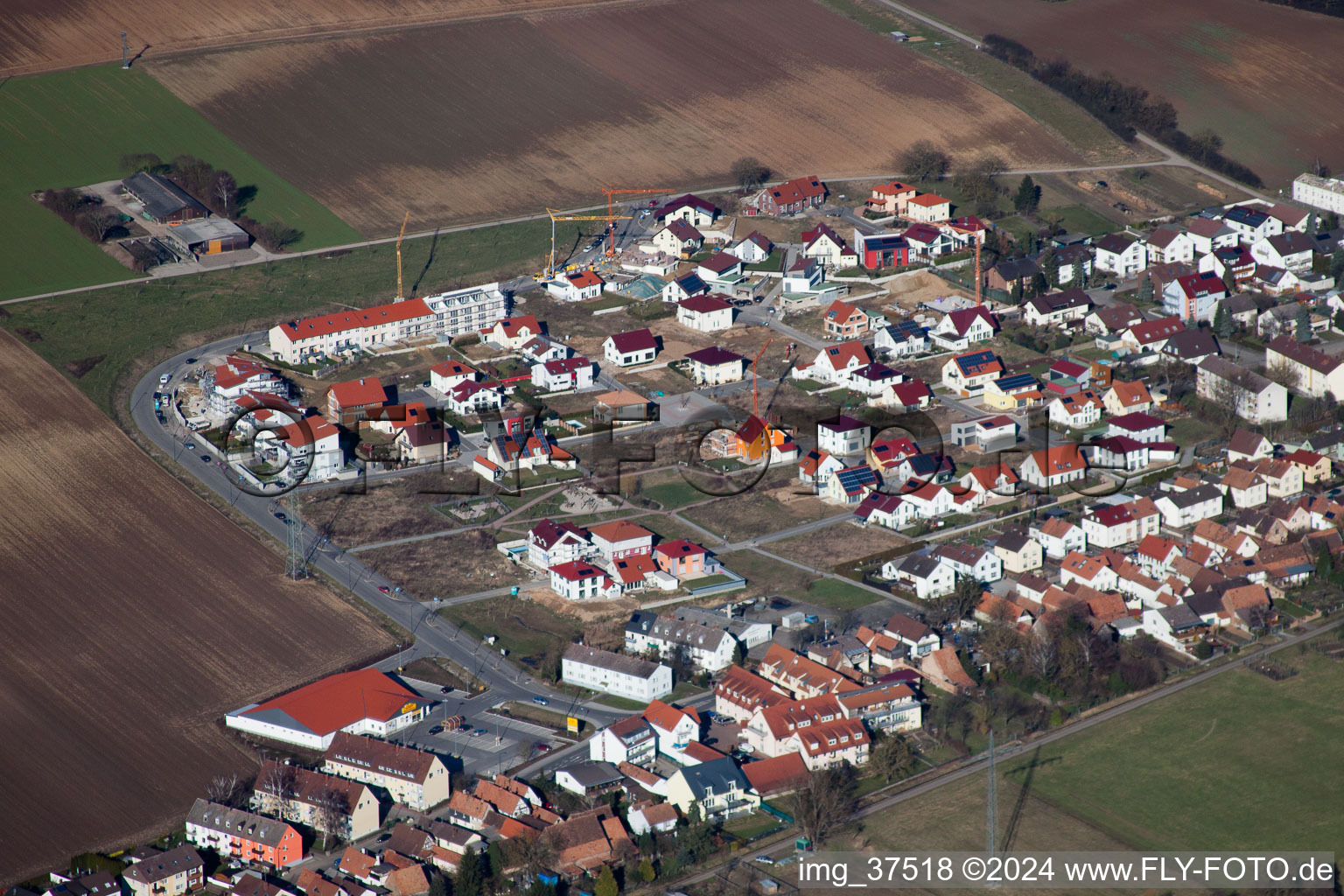 Aerial view of High path in Kandel in the state Rhineland-Palatinate, Germany