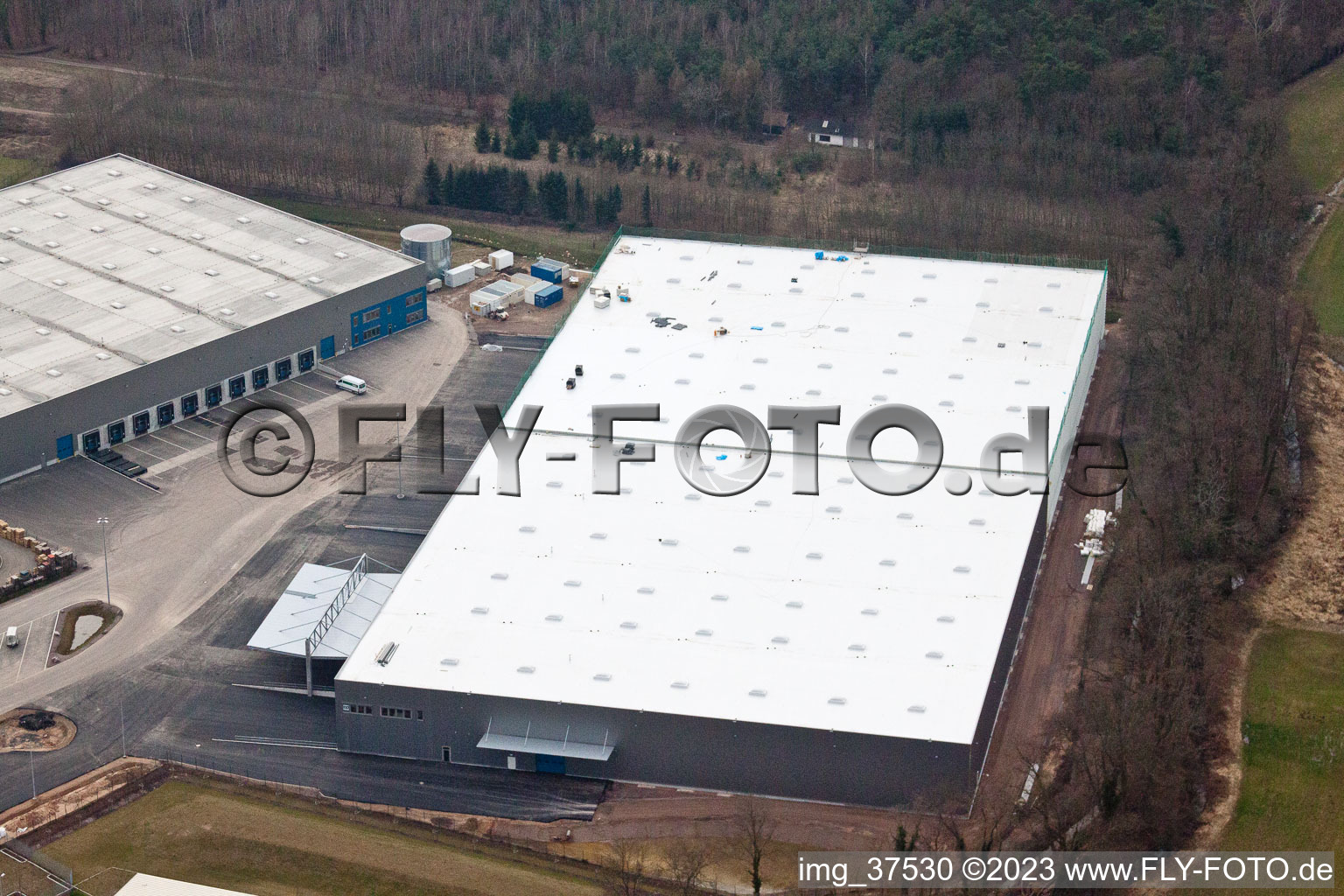 Drone image of Horst commercial area, 3rd construction phase Gazely in the district Minderslachen in Kandel in the state Rhineland-Palatinate, Germany