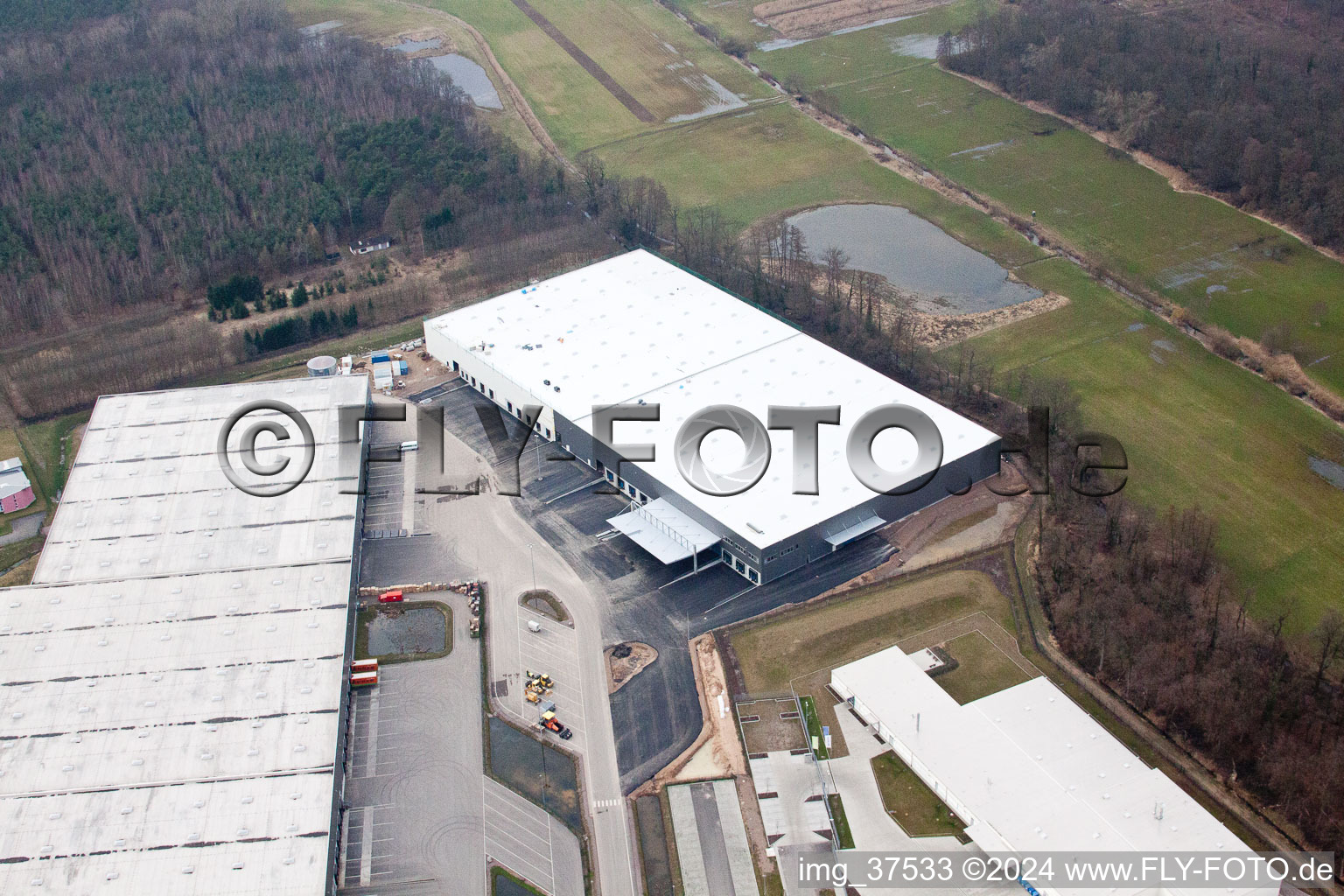 Horst industrial estate, 3rd construction phase Gazely in the district Minderslachen in Kandel in the state Rhineland-Palatinate, Germany from the drone perspective