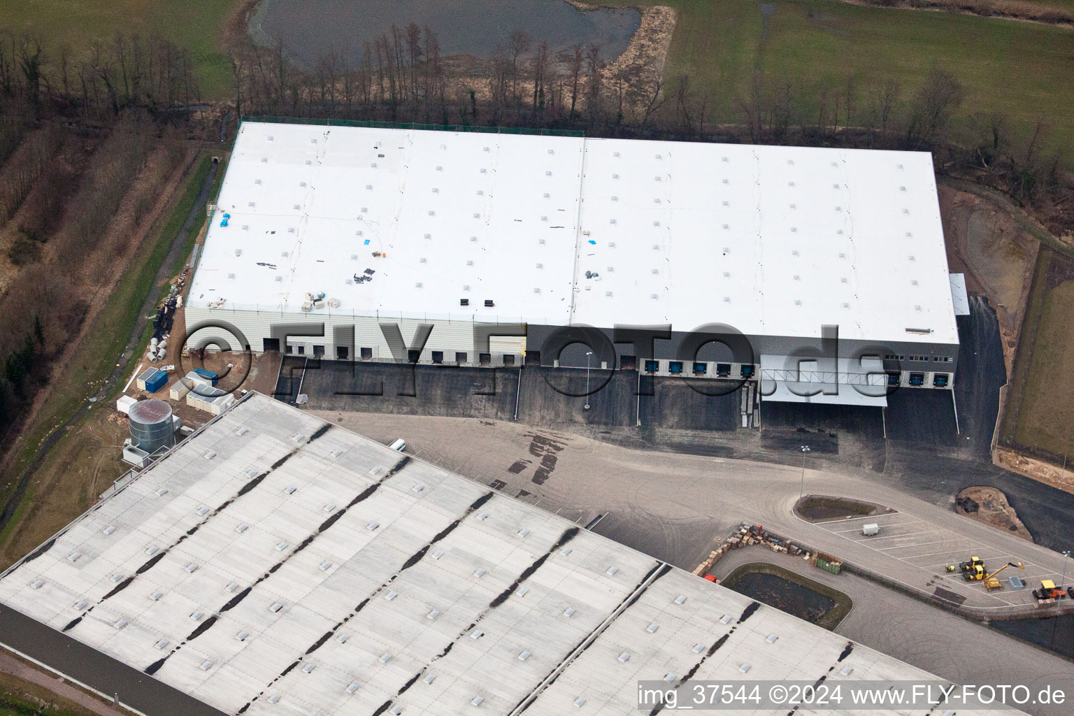 Horst industrial estate, 3rd construction phase Gazely in the district Minderslachen in Kandel in the state Rhineland-Palatinate, Germany seen from a drone