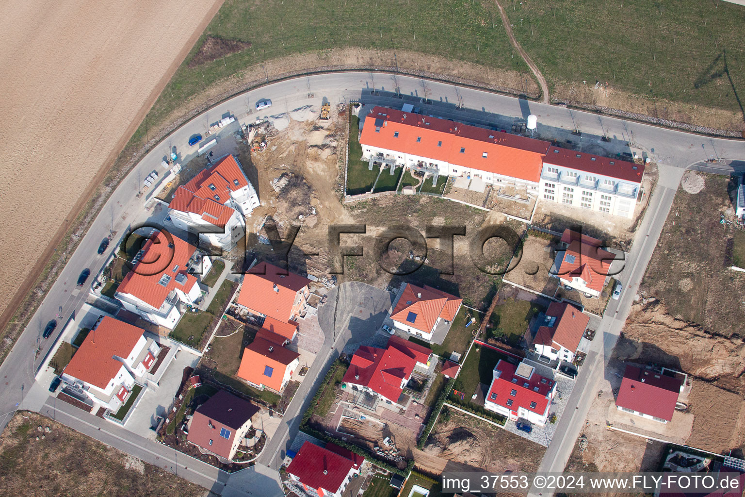 Aerial photograpy of New development area Höhenweg in Kandel in the state Rhineland-Palatinate, Germany