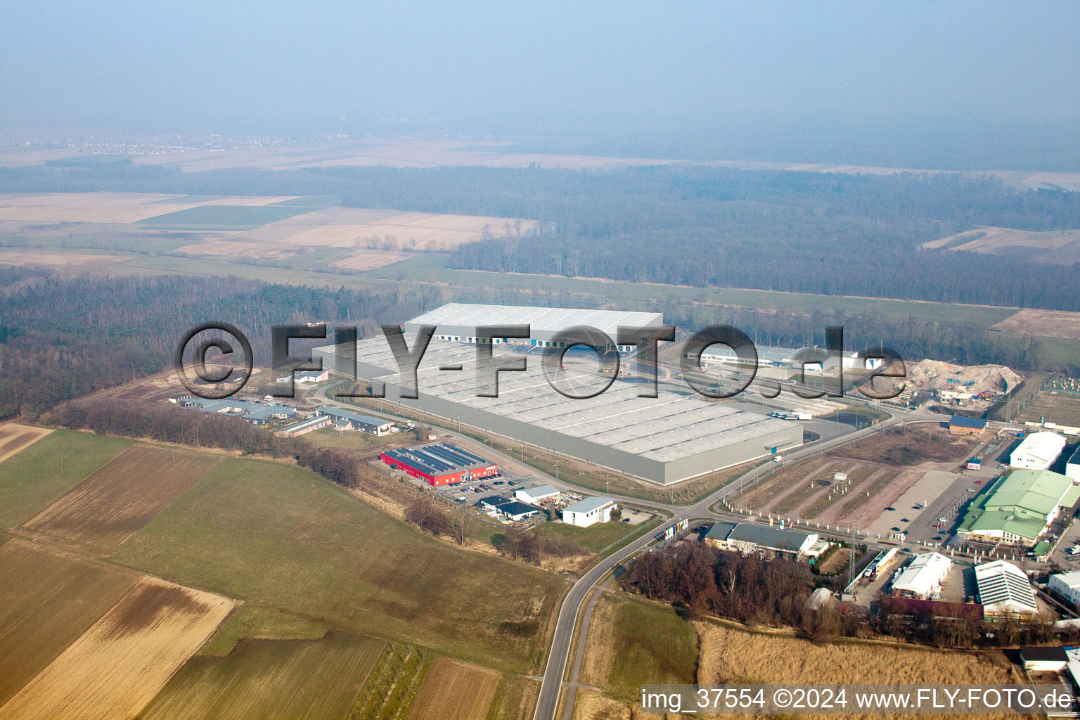 Aerial view of Horst industrial estate, 3rd construction phase Gazely in the district Minderslachen in Kandel in the state Rhineland-Palatinate, Germany