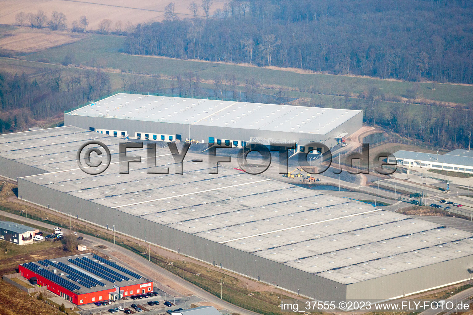 Aerial photograpy of Horst commercial area, 3rd construction phase Gazely in the district Minderslachen in Kandel in the state Rhineland-Palatinate, Germany