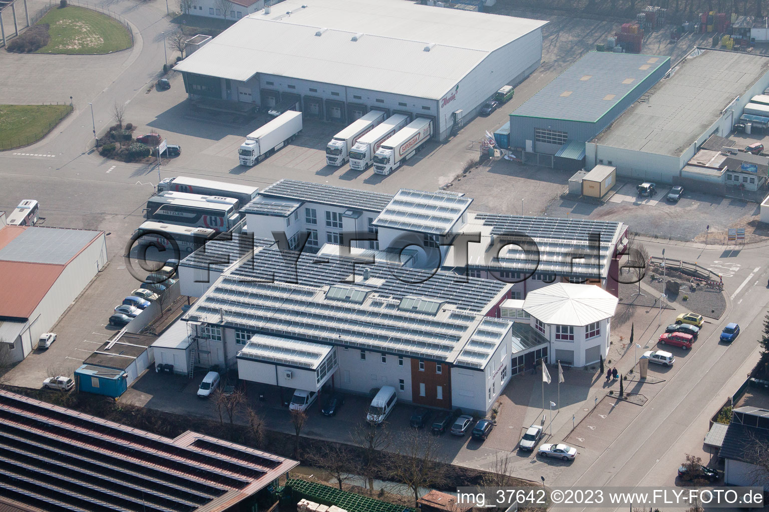 Aerial photograpy of Gäxwald commercial area, REHA center in the district Herxheim in Herxheim bei Landau/Pfalz in the state Rhineland-Palatinate, Germany