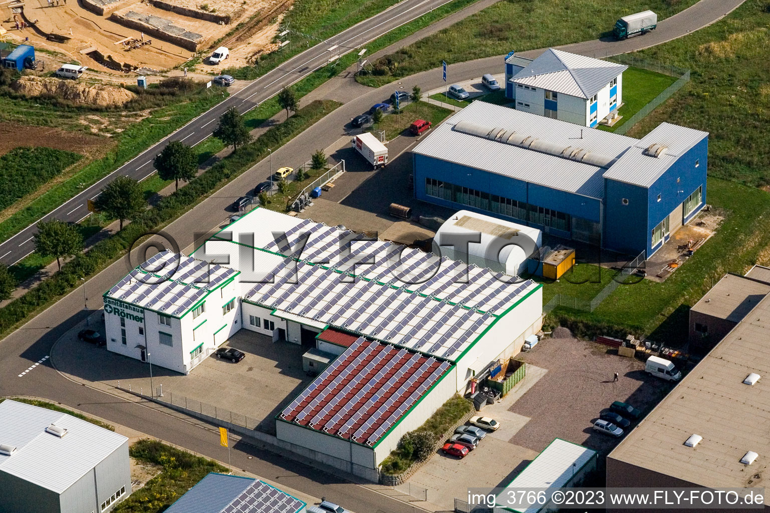 Aerial photograpy of Industrial area W in the district Herxheim in Herxheim bei Landau/Pfalz in the state Rhineland-Palatinate, Germany