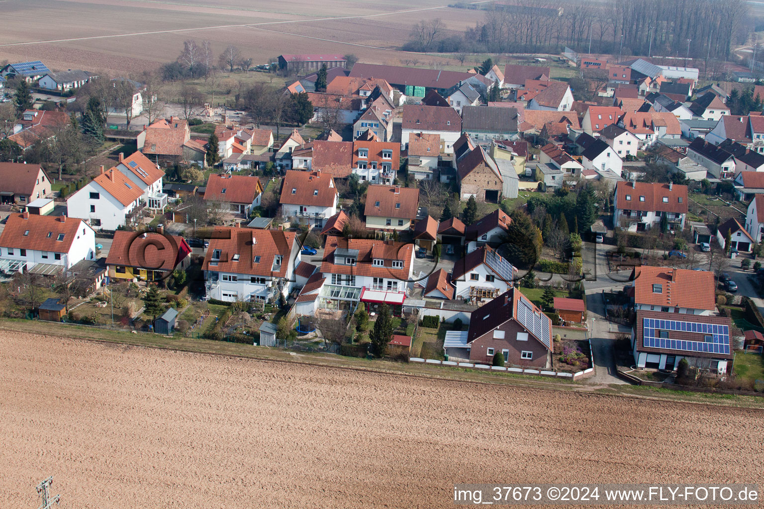 Drone image of New development area in the district Mörlheim in Landau in der Pfalz in the state Rhineland-Palatinate, Germany